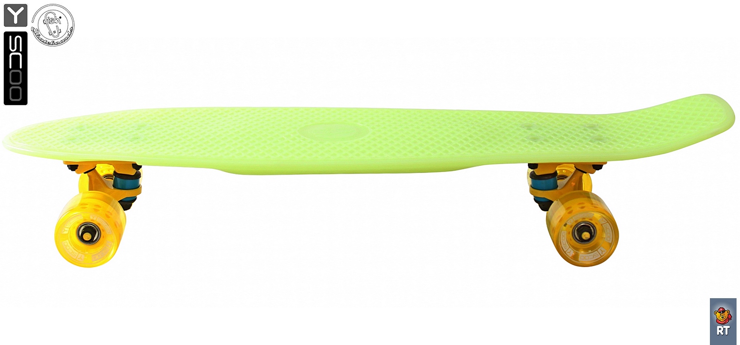 Скейтборд виниловый Y-Scoo Big Fishskateboard Glow 27" 402E-Y с сумкой, желтый  